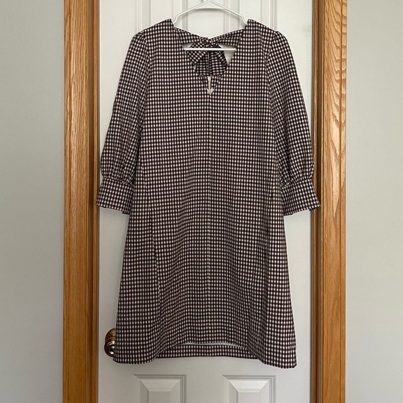 Pearl by Lela Rose Wool Checkered Tie Back Detail Dress - Picture 1 of 10